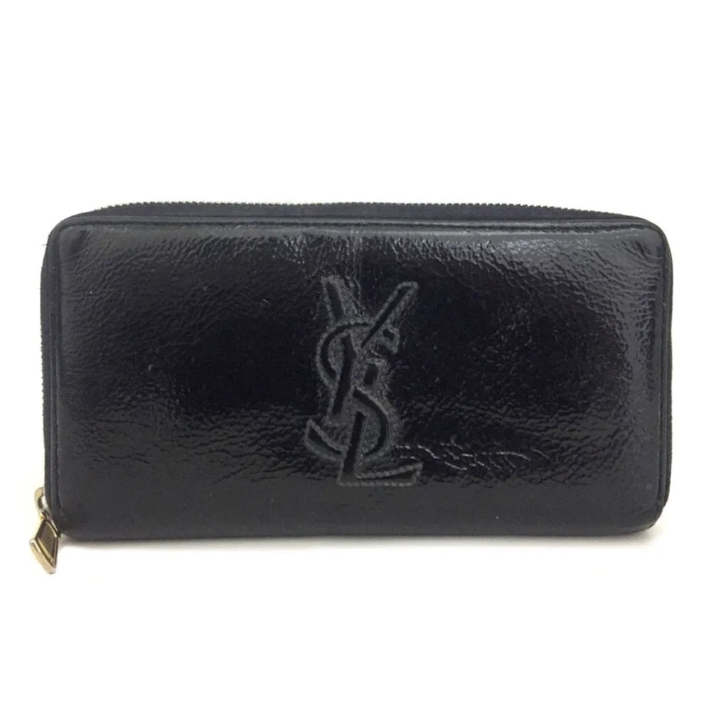Yves Saint Laurent Logo Leather Zip Around Long Wallet